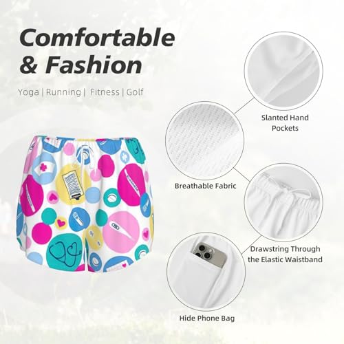 Short de yoga double couche imprimé infirmière blanc taille Medium - 6