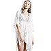 Produktbild Familybox Strandkleider Strandponcho Damen Sommer Gestrickte Boho Bikini Cover Up Vintage Weben Strandkleid Sommerkleid Weiß V-Ausschnitt
