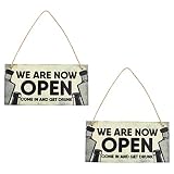 Warmhm 2 Pcs en Bois de Bienvenue Magasin Open Signe en Bois Bienvenue Business Business Porte de Panne