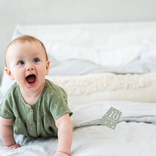 muahmuah Meilensteinkarten Baby – 12 Karten im Boho Stil, Geschenk zur Geburt & Babyparty für Jungen & Mädchen, Neugeborenen Meilenstein Karten Set