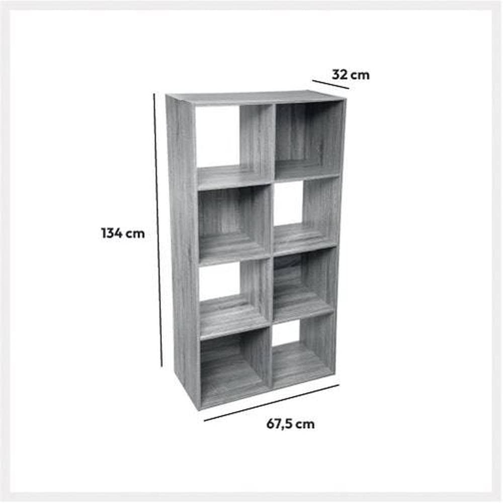 Five - Meuble Etagère de Rangement en Bois Gris 8 Cases Mix n' modul