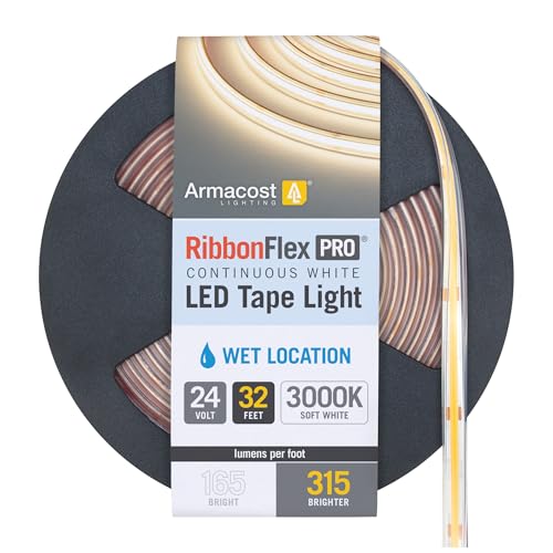 Image of Armacost Lighting RibbonFlex Pro COB Outdoor LED Strip Lights 24V, 3000K, 315 Lumens /Ft, 10M 172252N