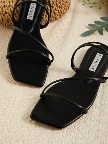 GORGLITTER Women's Strappy Sandals Criss Cross Strap Flat Sandals Open Toe Slides Shoes2