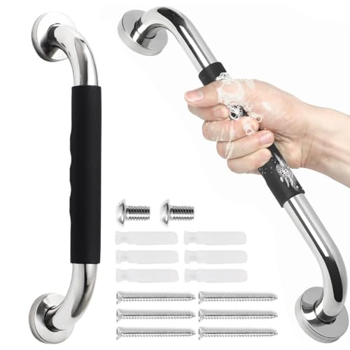 Image of HANNEA Stainless Steel Grab Bar for Senior Citizens Bathroom Wall Mount | Steady Bathroom Support, Anti-Slip Grip, Screw Fixing, Stainless Steel, Bathroom Fittings Included