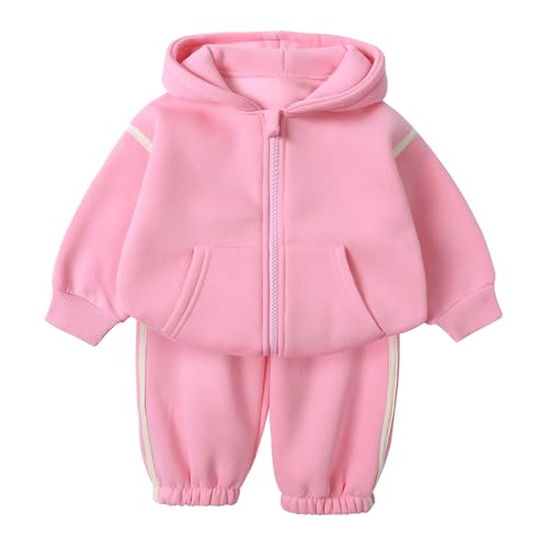 MYGBCPJS Boys Girls Thick Fleece Zipper Sweat Suit Kid 2Pcs Long Sleeve Hoody Jacket & Jogger Sweatpants Pockets Outfits Set