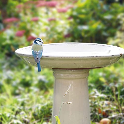 Esschert Design Fb423 Bath On Pedestal With Bird, Ceramic, White #TOP4