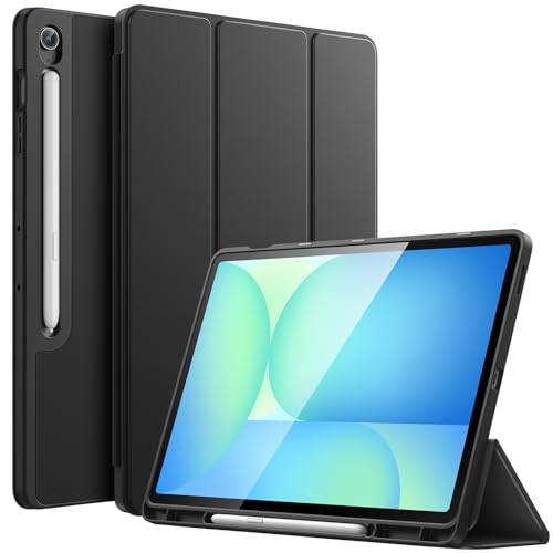 JETech Funda para Samsung Galaxy Tab S10 FE Plus/S10 FE+ 13,1 Pulgadas con Porta para S Pen, Carcasa TPU Suave Trifold Soporte Protectora Tableta, Admite Carga de S Pen (Negro)
