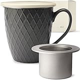 KIVY Große Teetasse mit Deckel und Sieb [650ml] XXL Tasse groß - Jumbotasse - Teetasse groß - Teetassen - Teebecher - Tee Tasse mit Deckel - Teetasse mit Sieb - Grosse Tasse - Teetasse mit Deckel
