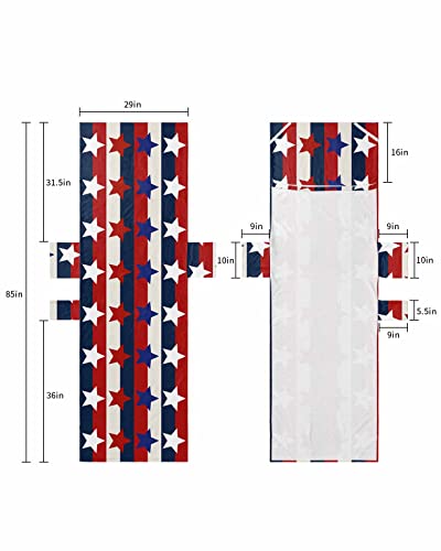 Red Blue White Beach Chair Cover with Side Pockets, Microfiber & Quick Dry Pool Chaise Lounge Chair Towels Covers for Sun Sunbathing Patio Garden Hotel, Independence Day Patriotic Stars