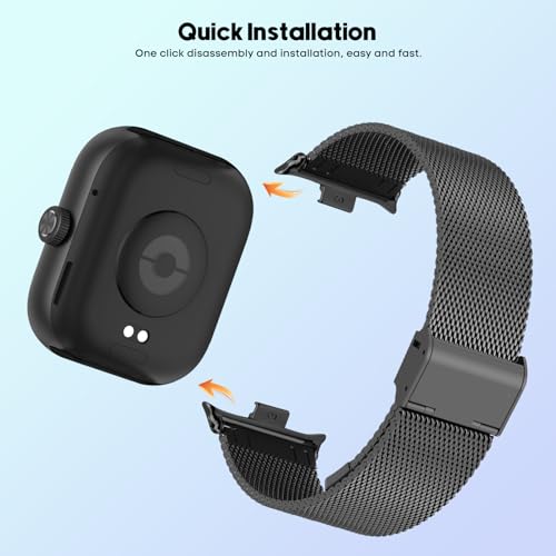 BDIG Replacement Strap Compatible with Redmi Watch 4, Stainless Steel Metal Adjustable Bracelet for Women/Men, Black - Image 4