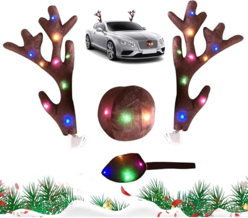 Kit renne voiture Noël lumineux pour égayer vos trajets d'hiver et amuser les enfants