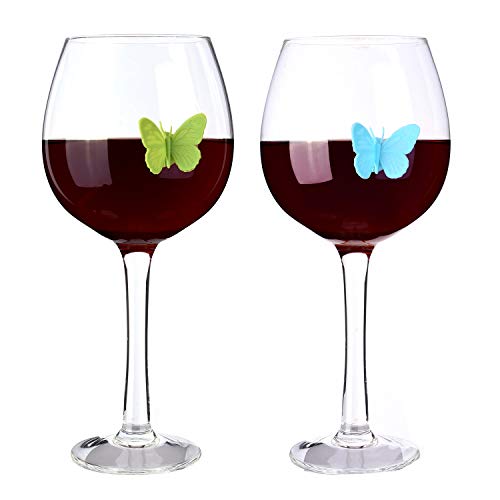 Alyc Wine Glass Markers Set Of 10 Silicone Drink Glass Charms &Wine Charm Tags With Suction Cup (Butterfly Assorted) #TOP3
