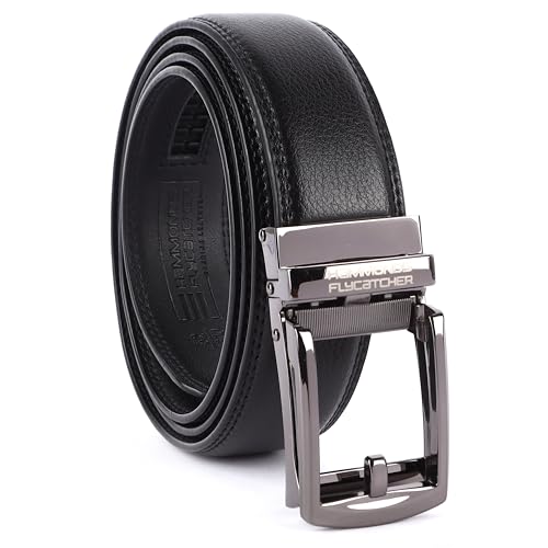 HAMMONDS FLYCATCHER Genuine Leather Belt for Men - Perfect for Formal and Casual Wear - Adjustable Waistband up to 46 Inches - Autolock Belt for Formal and Casual Wear - Grease Black