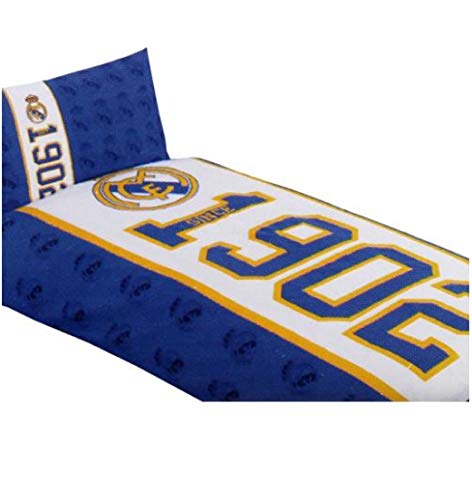 Real Madrid Parure de lit Simple (Couette 135 x 200 cm) (taie d'oreiller 50 x 75 cm) – Taille Unique
