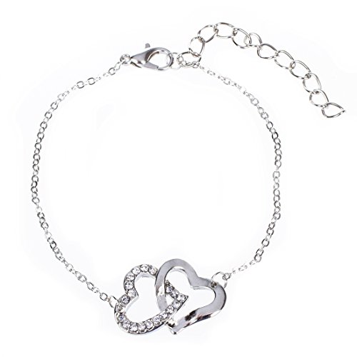 Naliovker Kristall verflochtene Herzen Armband - Silber Cover