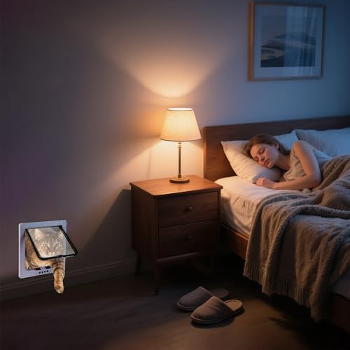 Cat Tür- 4-Wege-Verriegelungsoption, wetterfeste und sichere Cat Klappe mit einfachem Installationssatz für Innen-/Außentüren und Wände（Größe: L）