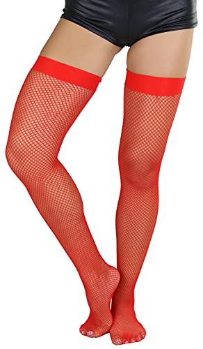 Image of ToBeInStyle Women's Sexy Nylon Versatile Fine Fishnet Thigh High Stockings w /Opaque Band