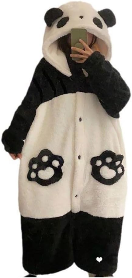 Wearable Panda Blanket Hoodie for Adults – Oversized Cute Plush Coral Fleece Pajama Robe Soft Warm Onesies Winter Sleepwear Loungewear for Men Women Cozy Home Nights