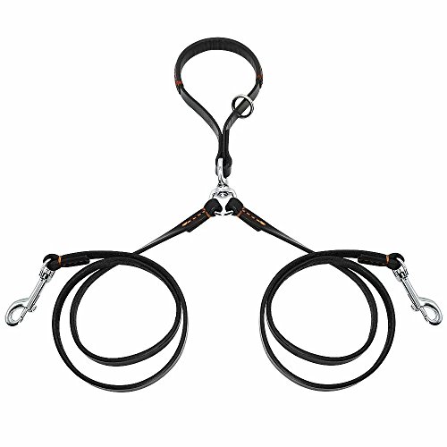 PET ARTIST Doppelleine Hundeleine Doppel Leine für Zwei Hunde Welpe Leder Leine Soft Braun Schwarz