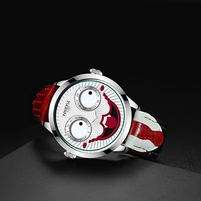 NIBOSI Watches for Men Analog Quartz Clown Dial Wrist Watches Unique Weird Fashion Cool Watch Waterproof Leather Strap Men's Watches