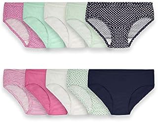 Fruit of the Loom Girls' Cotton Hipster Underwear, 10 Pack - Fashion Assorted