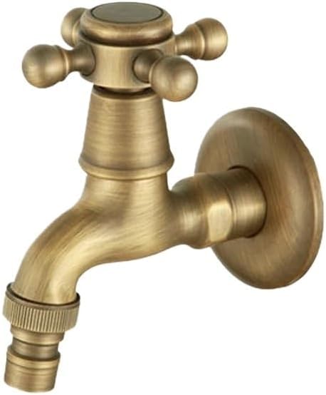 VELORE Antique Bronze Brass Bibcock Faucet - Multi-Use Wall-Mounted Water Tap for Washing Machine, Garden & Bathroom Mop Sink(A)