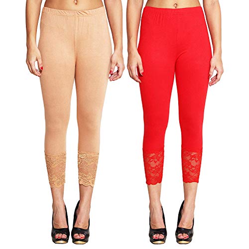 Image of Snowball Lace Capri Leggings for Women | PlusSize Stylish Net Capri for Girls