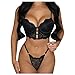 Produktbild Spitze Korsett Oberteile Damen Spaghettiträger Unterwäsche Sexy Rückenfreie Erotische Dessous Bustier Aushöhlen Negligee Zweiteilige Nachtwäsche Einfarbig Reizwäsche+Blumenstickerei Tanga