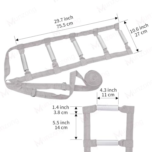 Munzong Bed Ladder Assist 160 Inch, Grey Pull Up& Sit Up Assist Device, Assistive Bedside Straps w/ 5 Handle, Portable Rope Beds Ladder Helper for Elderly Senior Injury Handicap Patient Pregnant(4 m) by Munzong - Image 2