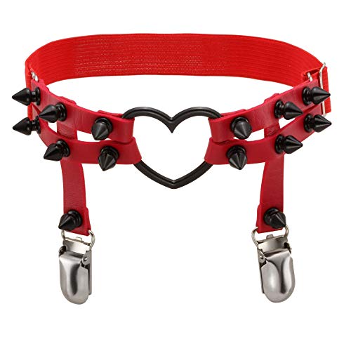 MILAKOO 1 Pair Leather Leg Harness Rivet Garter Belt PU Leather Punk Gothic Garter Belt - Thumbnail 2