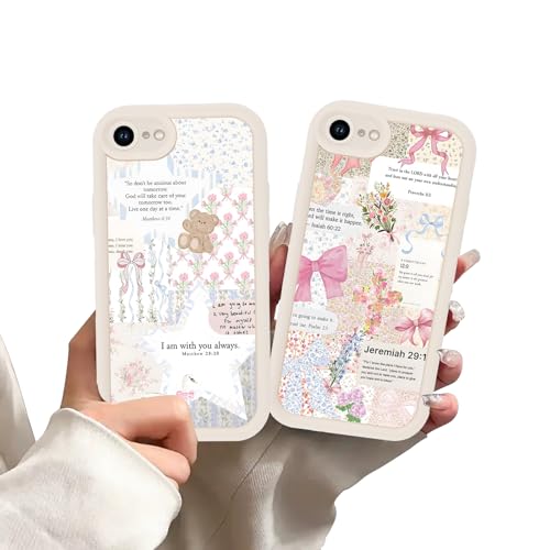 Aoldimu 2 Pack Collage Jesus Bible Verses Bow Phone Case for iPhone SE 2022/SE 2020/8/7 4.7" for Women Girls,God Jesus Faith Floral Bear Design Shockproof Protective Cover for iPhone SE 2022/2020 by Aoldimu - Used condition - US$8.93