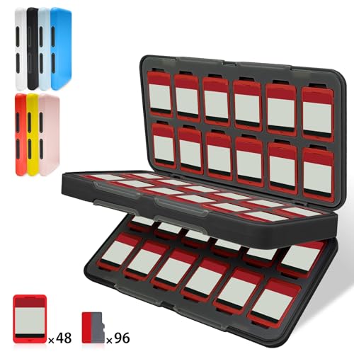 Switch 2 �Q�[���J�[�h�P�[�X 48���X�C�b�`�J�[�h��Micro SD96�����[�\ �}�O�l�b�g���J�� �n�[�h�V�F�� ���R���[ �ϏՌ� ���h�~ �z�R���h�~ �����^�ѕ֗��iBlack�j
