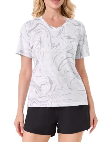 Image of APTRO Women's T-Shirts V-Neck Short Sleeve Sports Workout Gym Running Tops 3XL Black White