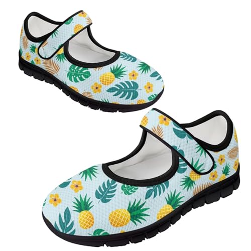 JoyLamoria House Pineapple Palm Leaves Womens Shoes Breathable Hook and Loop Easy Off Shoe US 4-9 Elastic Travel