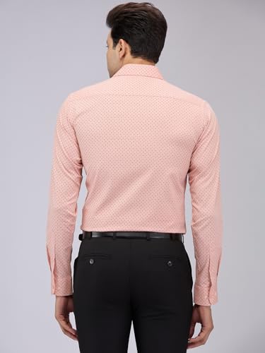 Image of Raymond Men Cotton Slim Fit Print Pattern Semi Cut Away Collar Formal Shirt