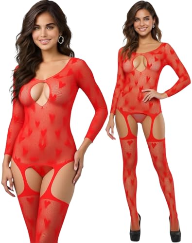 Image of ToBeInStyle Women's Long Sleeve Bodystocking Bodysuit Lingerie Regular & Plus Sizes