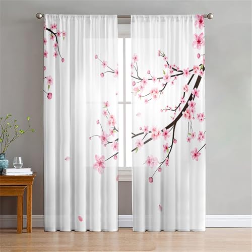 Odot Rideau Voilage Occultant Salon, Imprimé Blanc Voilage Transparent Semi Occultant Fenêtre Chambre 2 Panneaux Rideaux Passant Tringle Rideau Anti Regard...