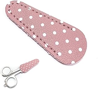 Jancosta 1 Piece Embroidery Scissors Sheath Polka Dot Scissors Protective Cover Scissors Leather Sheath for Scissors Protection (Pink)