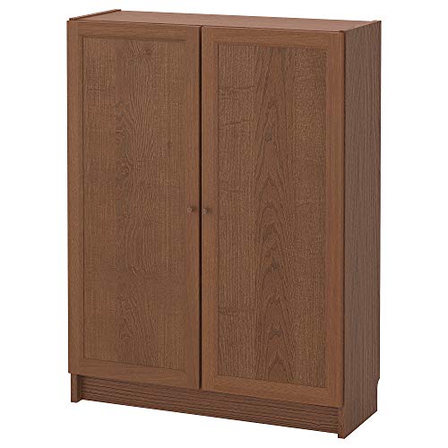 IKEA Billy/OXBERG Libreria con Ante, 80x30x106 cm, Impiallacciatura Frassino Marrone