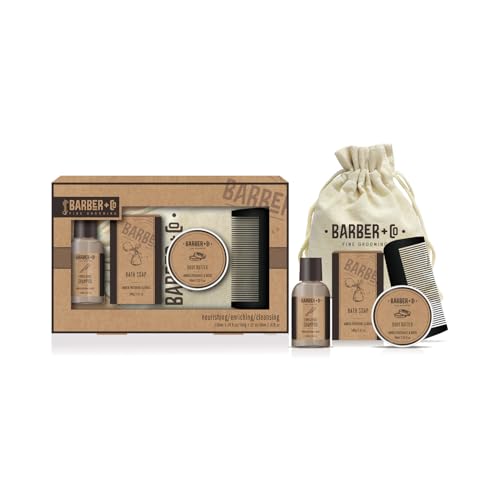 GLOSS ! Coffret Rasage BARBER – Kit Soin & Entretien Barbe – Idée Cadeau Homme, Anniversaire, Noël, Fête des Pères - POCHON