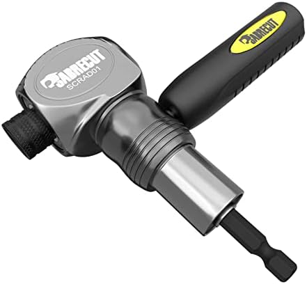 1 x SabreCut SCRAD01 Heavy Duty 1/4 Inch Compact Right Angle Impact Driver Bit Holder with 360 Degrees Rotatable Handle & Spring Loaded Knurled Quick Release Collar