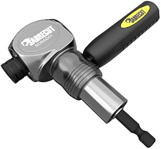 1 x SabreCut SCRAD01 Heavy Duty 1/4 Inch Compact Right Angle Impact Driver Bit Holder with 360 Degrees Rotatable Handle & Spring Loaded Knurled Quick Release Collar
