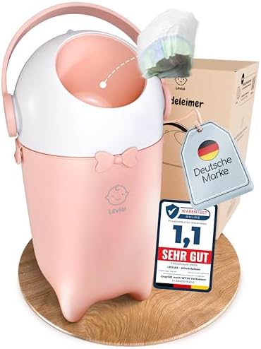 Levias® Windeleimer Baby Mülleimer Geruchsdicht | Windelmülleimer Geruchsdichter Wickeleimer ohne teure Nachfüllkassetten 10L Volumen