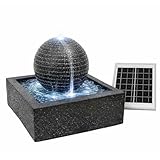 Gardenwize Solar Powered Black Granite Effect Garden Water Feature – Weatherproof Resin Fountain with LED Light, Low Maintenance, Eco-Friendly Outdoor Garden & Patio Ornament