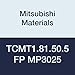 Mitsubishi Materials TCMT1.81.50.5FP MP3025 Coated Cermet TC Type Turning Insert with Hole, General Cutting, Triangular, Grade MP3025, 0.008" Corner Radius, 0.219" IC, FP Breaker, 0.094" Thick