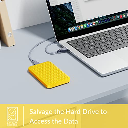 Image of GiGimundo 2.5 inch Tool Free Hard Drive Enclosure, 5Gbps USB 3.0 to SATA III External HDD Enclosure for 2.5inch 9.5mm 7mm SSD HDD, Supports UASP SATA III (Yellow)
