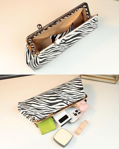 Image of Rejolly Women Vintage Kiss Lock Top Handle Handbag Evening Purse Crossbody Shoulder Bag with Chain Strap