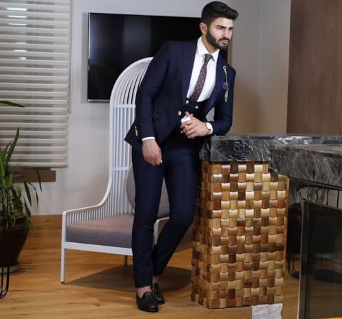 Double Breasted Men's Suits 3 Piece Slim Fit Suits Blazer Vest Pants for Wedding Party Suits Prom4