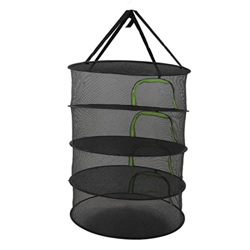 Qiilu Foldable Plant Drying Net | 60cm Multilayer Drying Rack with Zipper Closure for Efficient of and Vegetables (4 Layers)