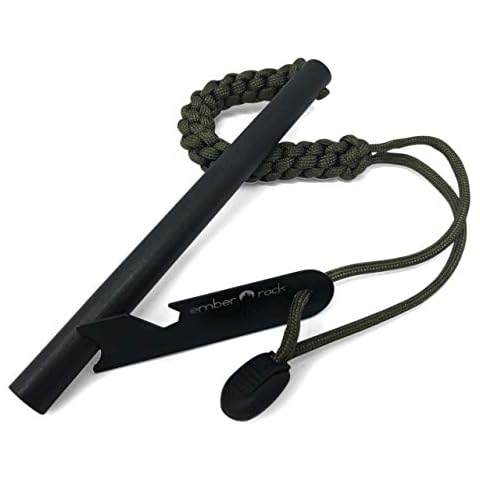 Ember Rock XXL Firesteel Fire Starter - Huge Survival Ferrocerium Rod 152mm x 12.7mm - Paracord Lanyard with Multi Tool Scraper Cover